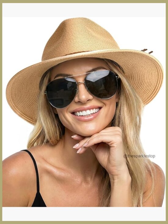 Foldable Packable Straw Sun Hat with UPF 80+ Wide Brim main image 6